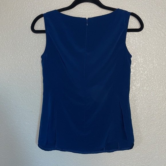 Nanette Lepore Peekaboo front Dark Navy Blue Tank zipper back EUC Size 2 - Picture 6 of 7